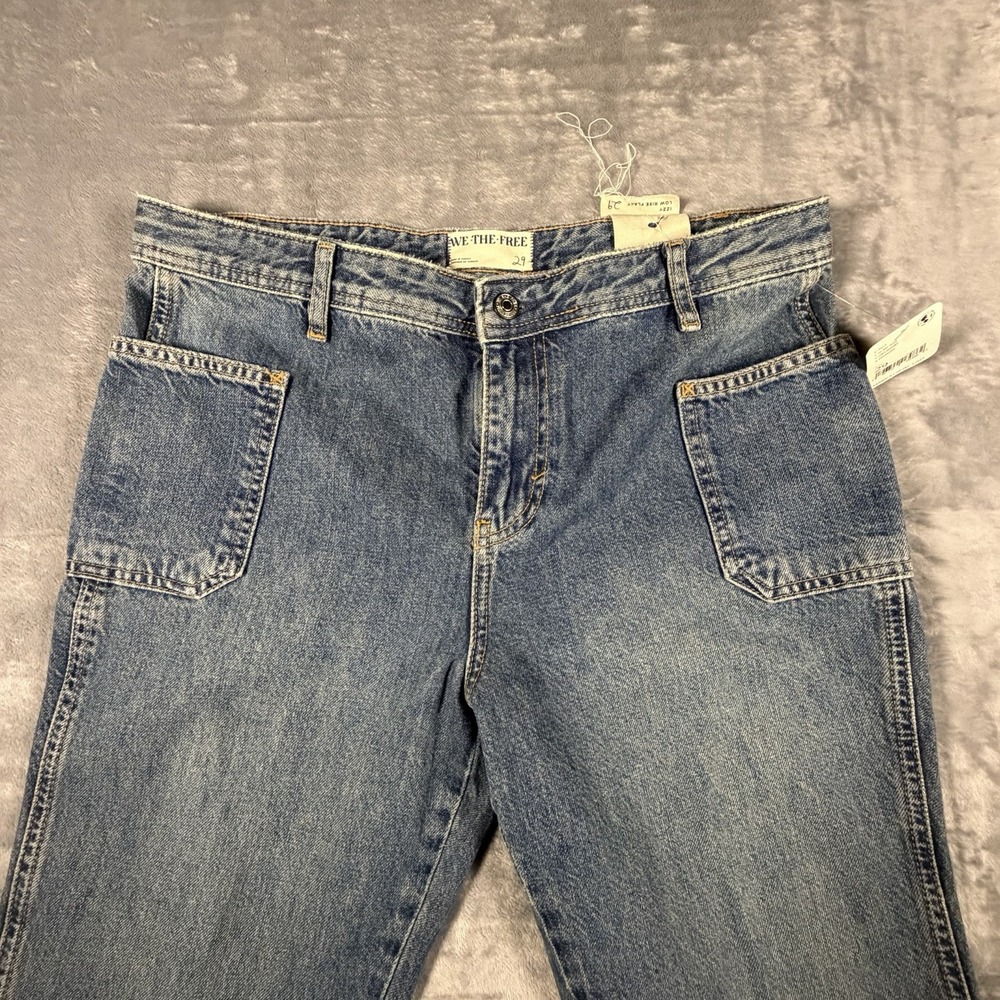 Free People Izzy Flare Jeans Women's 29 Blue Denim Flat Back Raw Distressed Hem - Picture 4 of 16